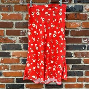 Floral Red Orange Skirt